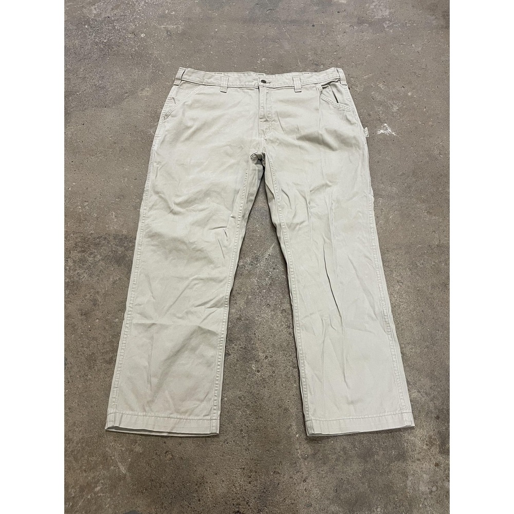 Carhartt Pants Mens 42x30 Beige Relaxed Fit‎ Canvas Carpenter Work Utility B324